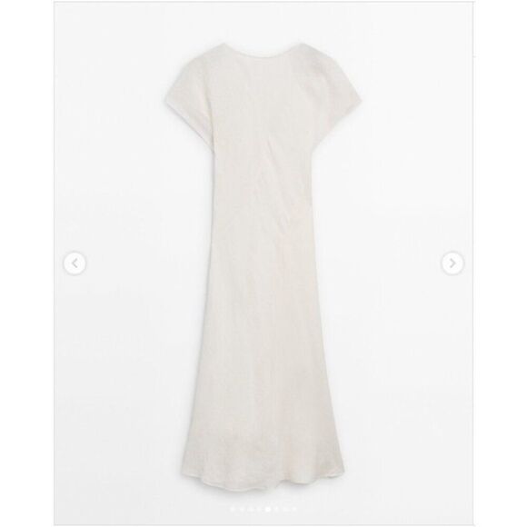 Massimo Dutti Womens Maxi Dress Linen Medium M Beige Marl 6620/620 NWD - Picture 3 of 16